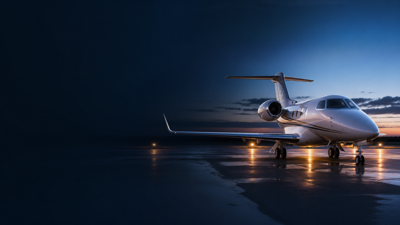 Private jet on an executive aviation apron