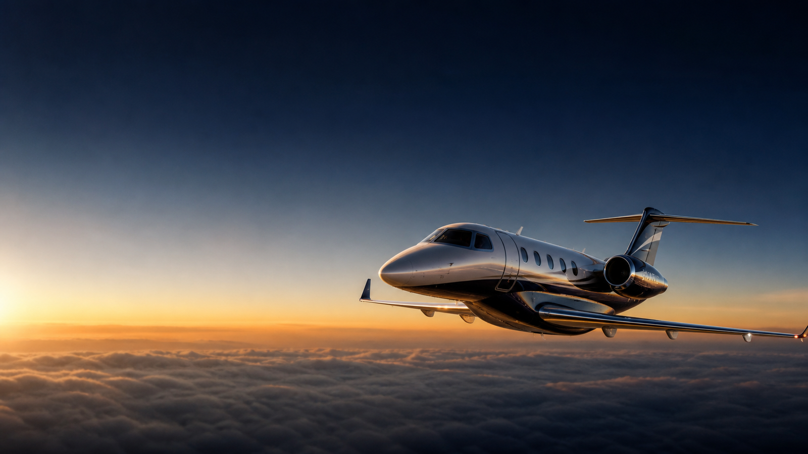Private jet in flight